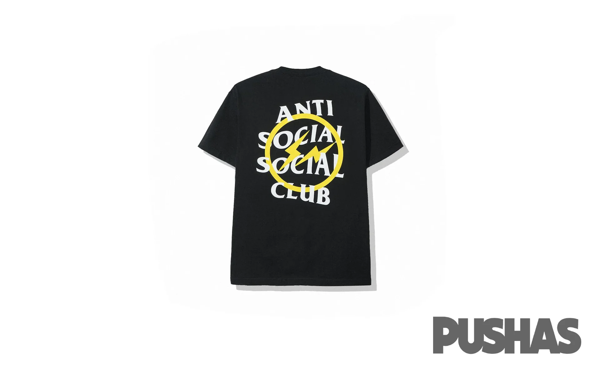 Anti Social Social Club x Fragment Yellow Bolt T-Shirt FW19 'Black' - Image 2