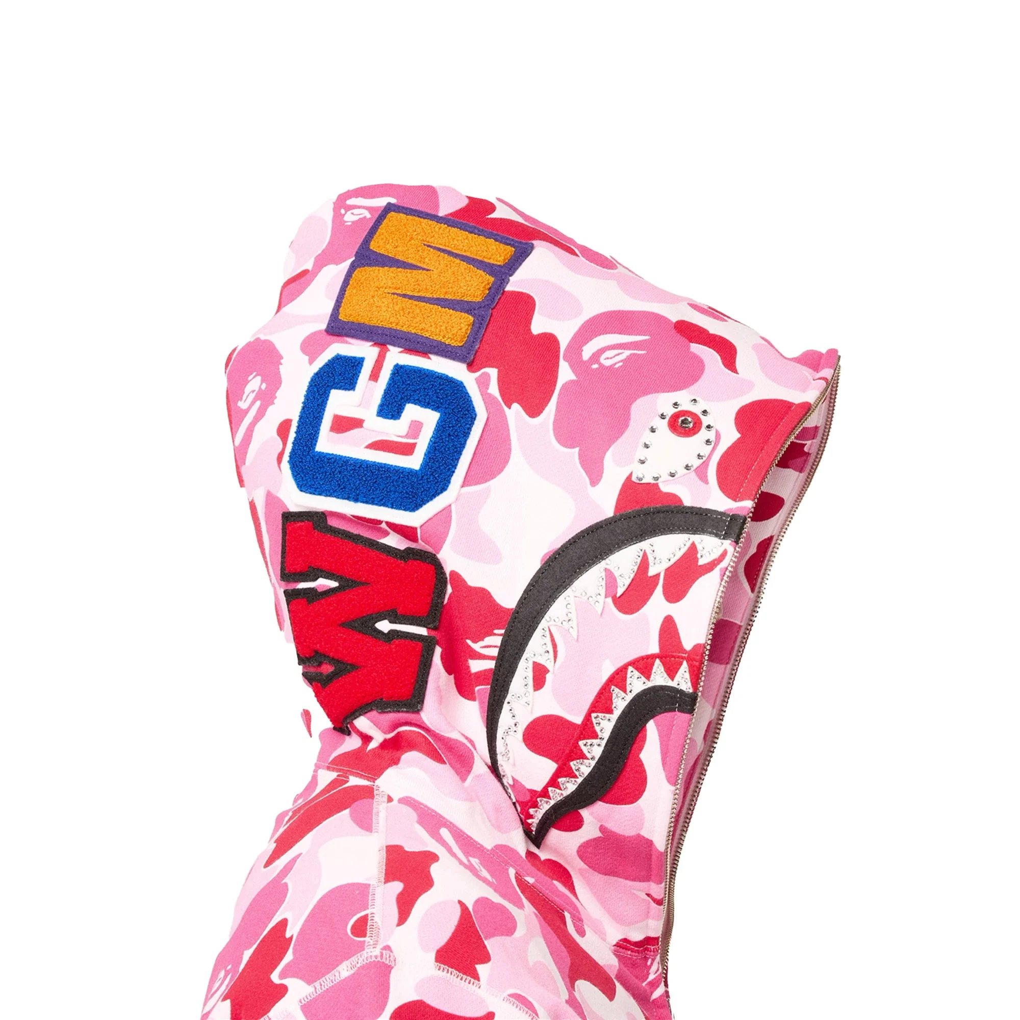 BAPE ABC Camo Crystal Stone Shark Full Zip Hoodie 'Pink' (2025) - Image 3