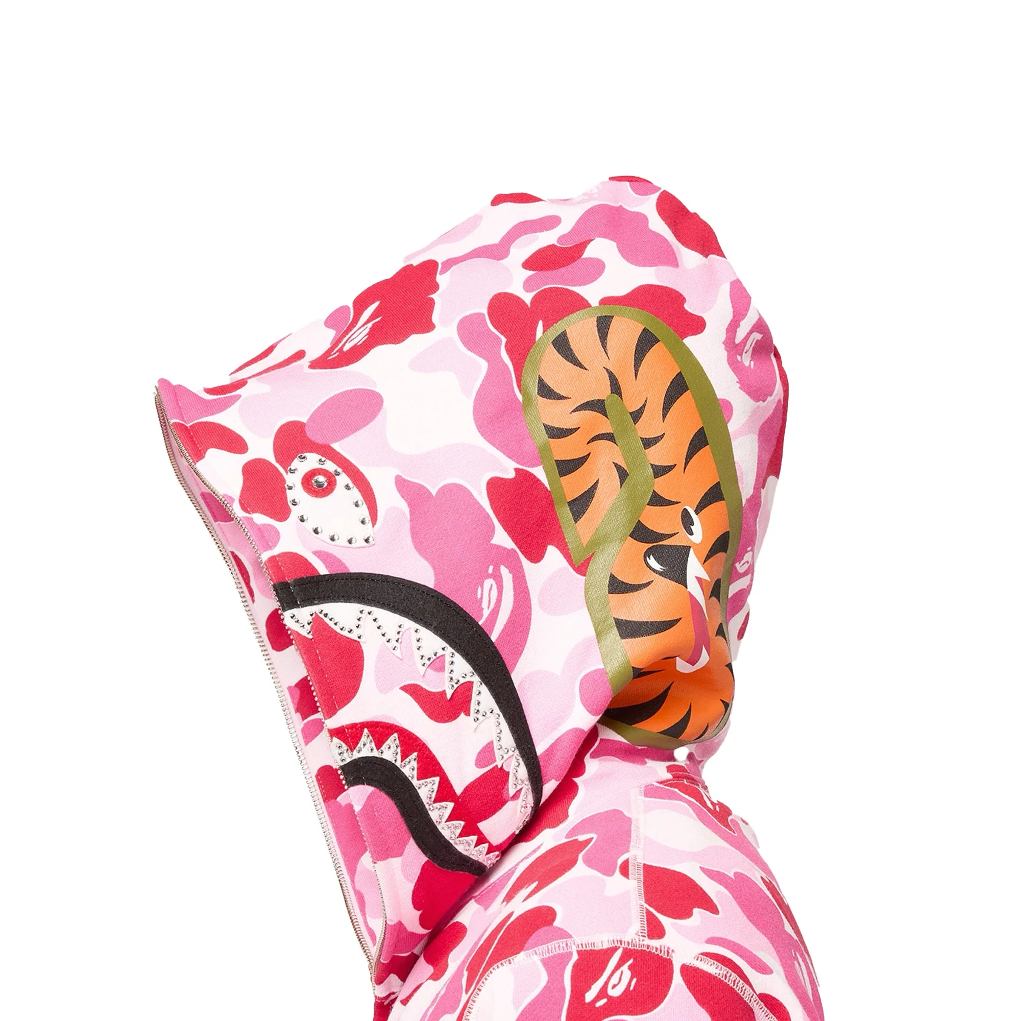 BAPE ABC Camo Crystal Stone Shark Full Zip Hoodie 'Pink' (2025) - Image 4