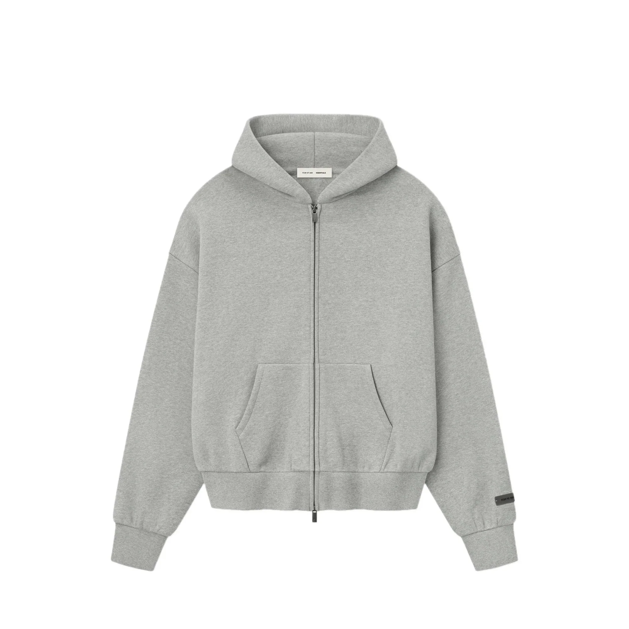 Fear of God Essentials Classic Fleece Zip-Up Hoodie 'Concrete Heather' (2025)
