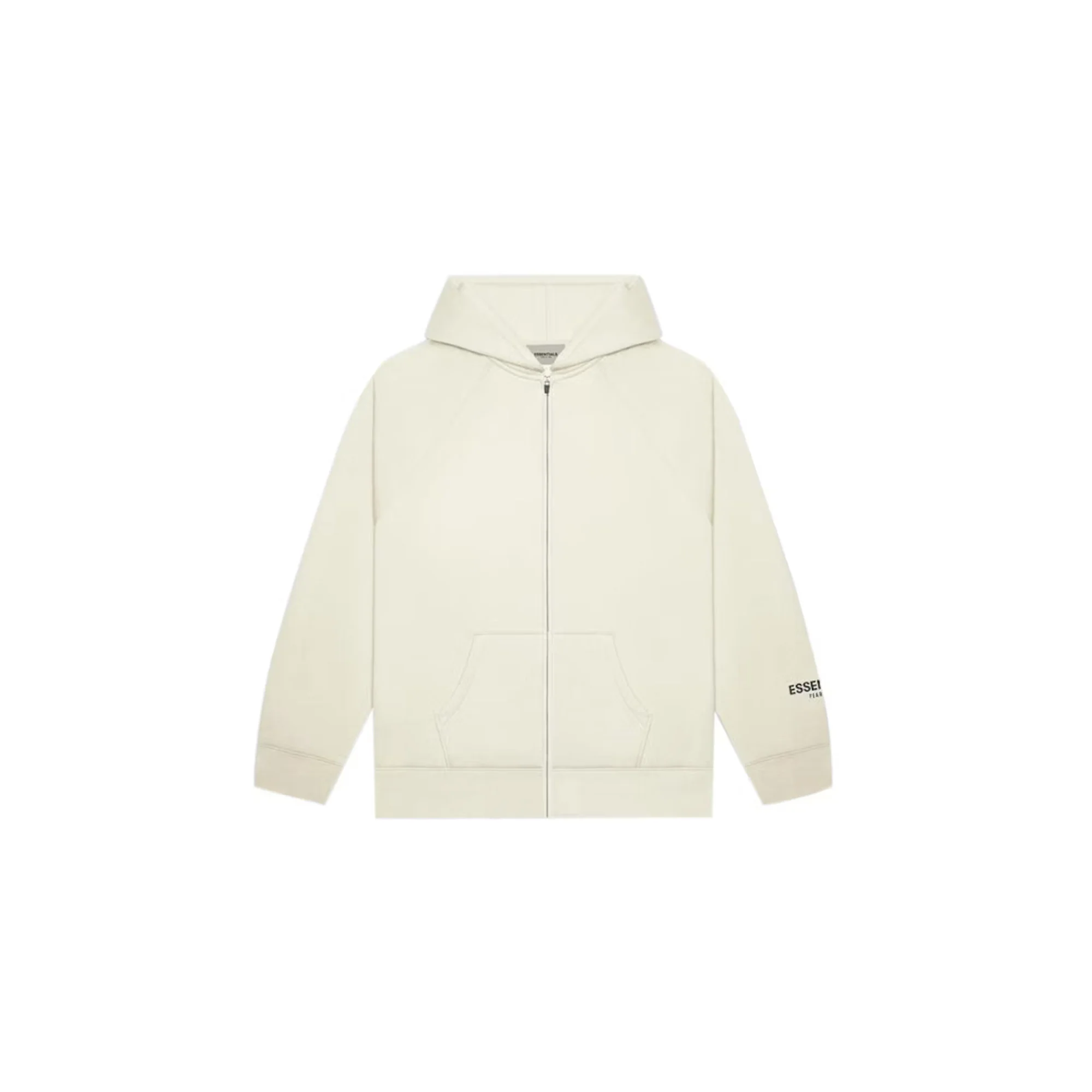 Fear of God Essentials Full Zip Up Hoodie Applique Logo 'Buttercream' (2020)