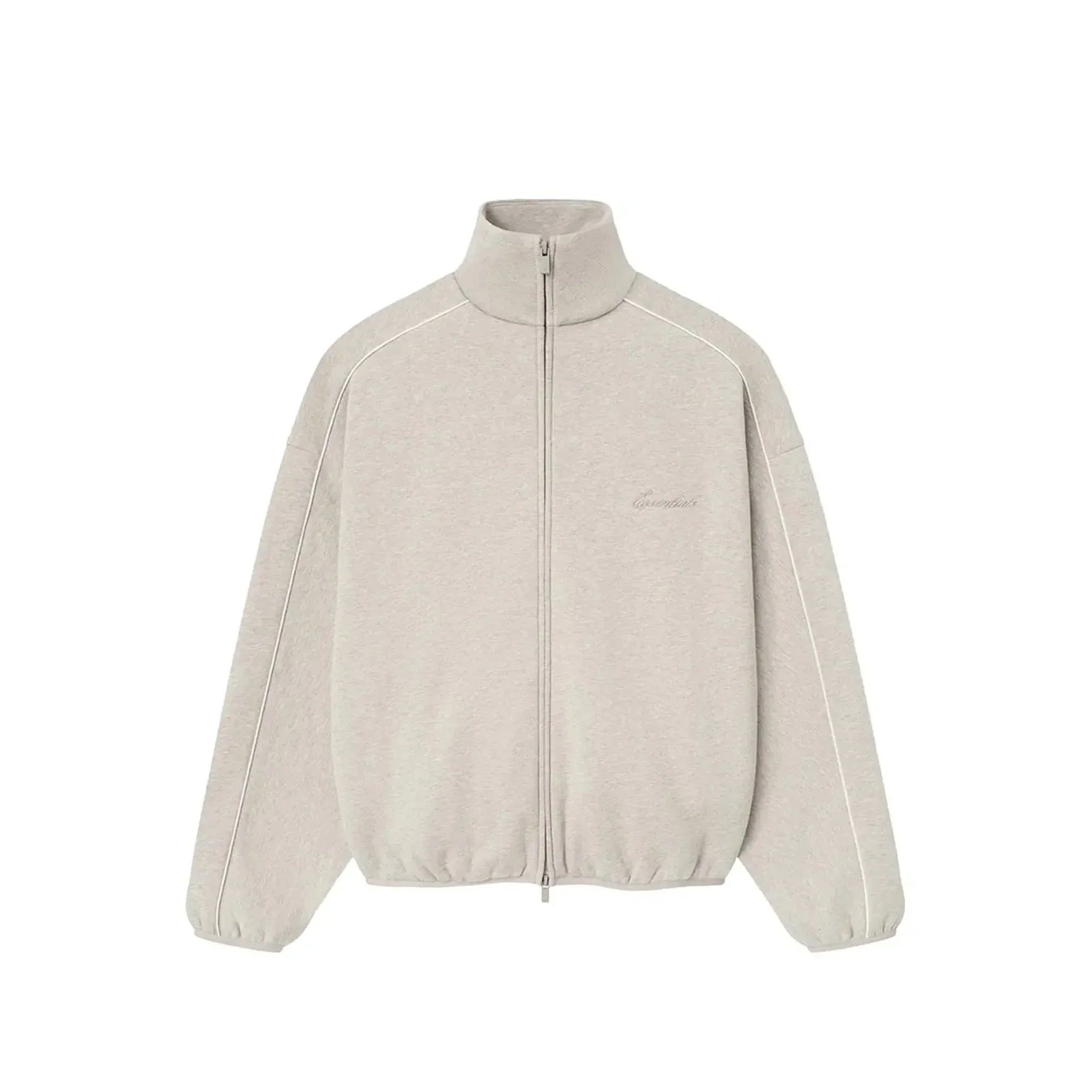 Fear of God Essentials Modern Fleece Piping Track Jacket 'Heather Stone / Cloud White' (2025)