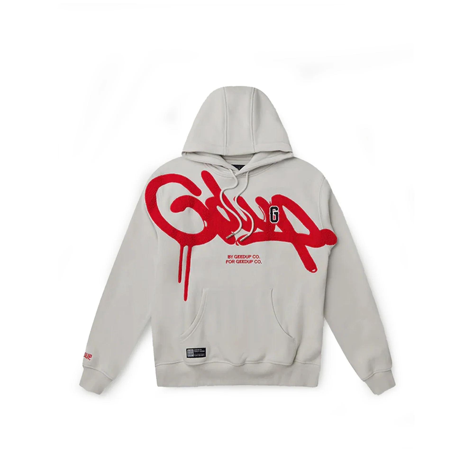 Geedup Handstyle G Hoodie 'Light Grey / Red' (2025)