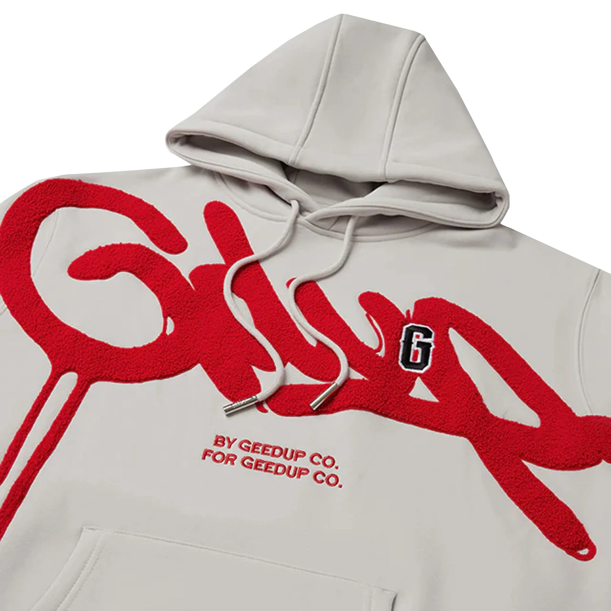 Geedup Handstyle G Hoodie 'Light Grey / Red' (2025) - Image 2