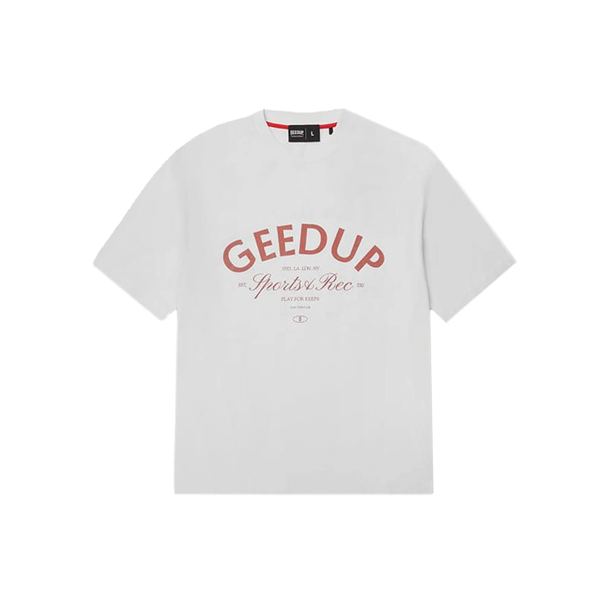 Geedup Sports & Rec. T-Shirt 'White / Burgundy' (2025) - Image 2