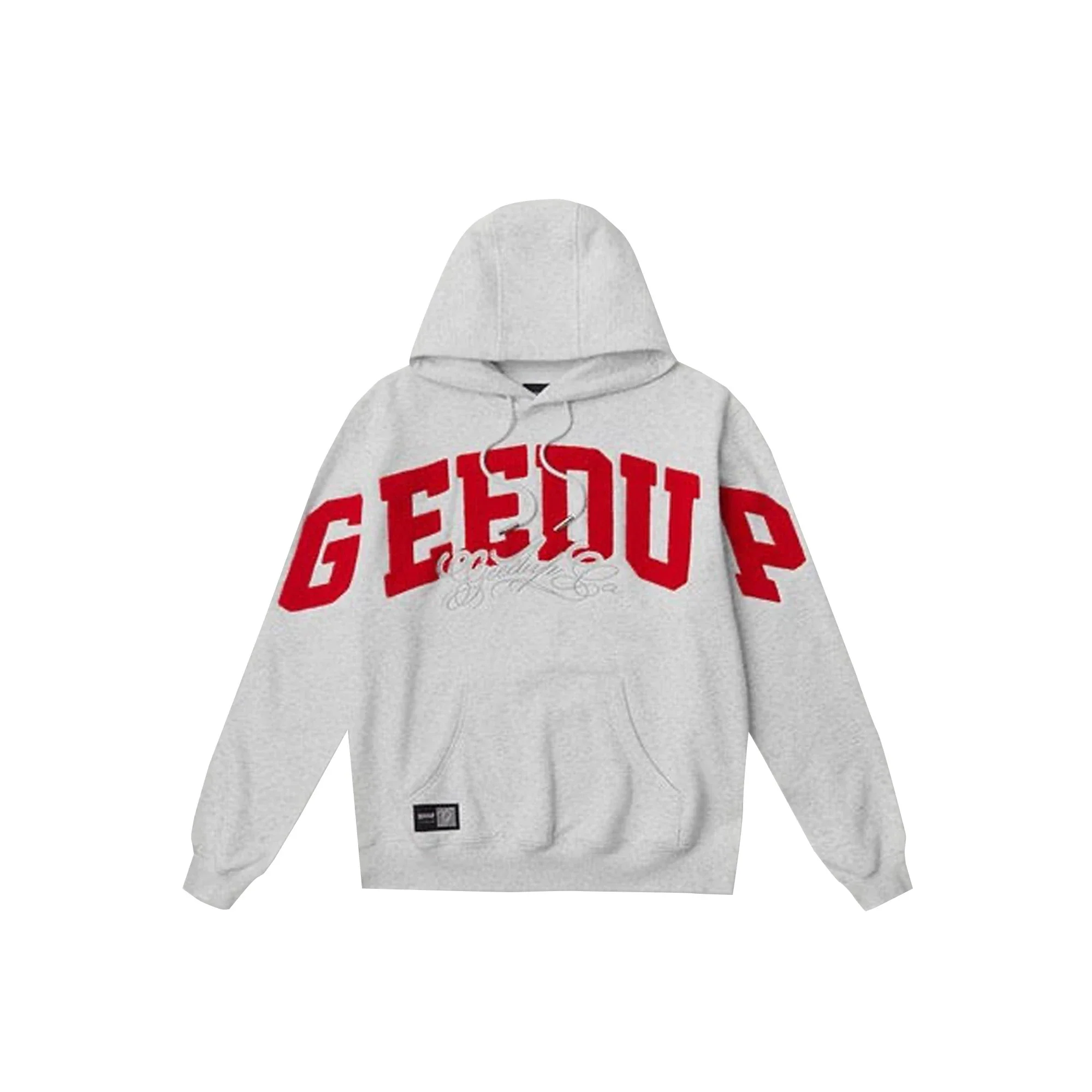 Geedup Team Logo Cursive Hoodie 'White Marle / Red' (2026)