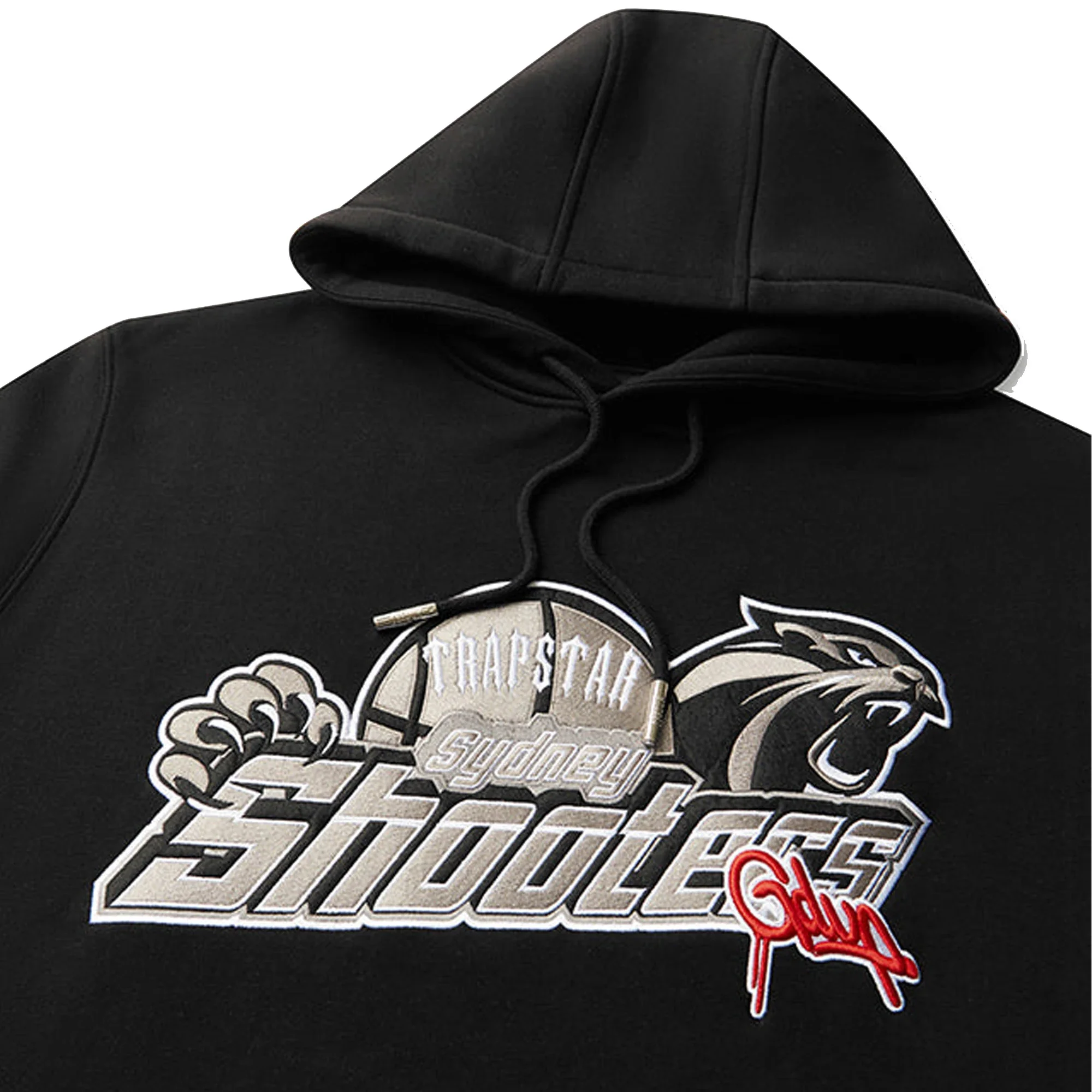 Geedup x Trapstar Sydney Shooters Hoodie 'Black / Red' (2025) - Image 2