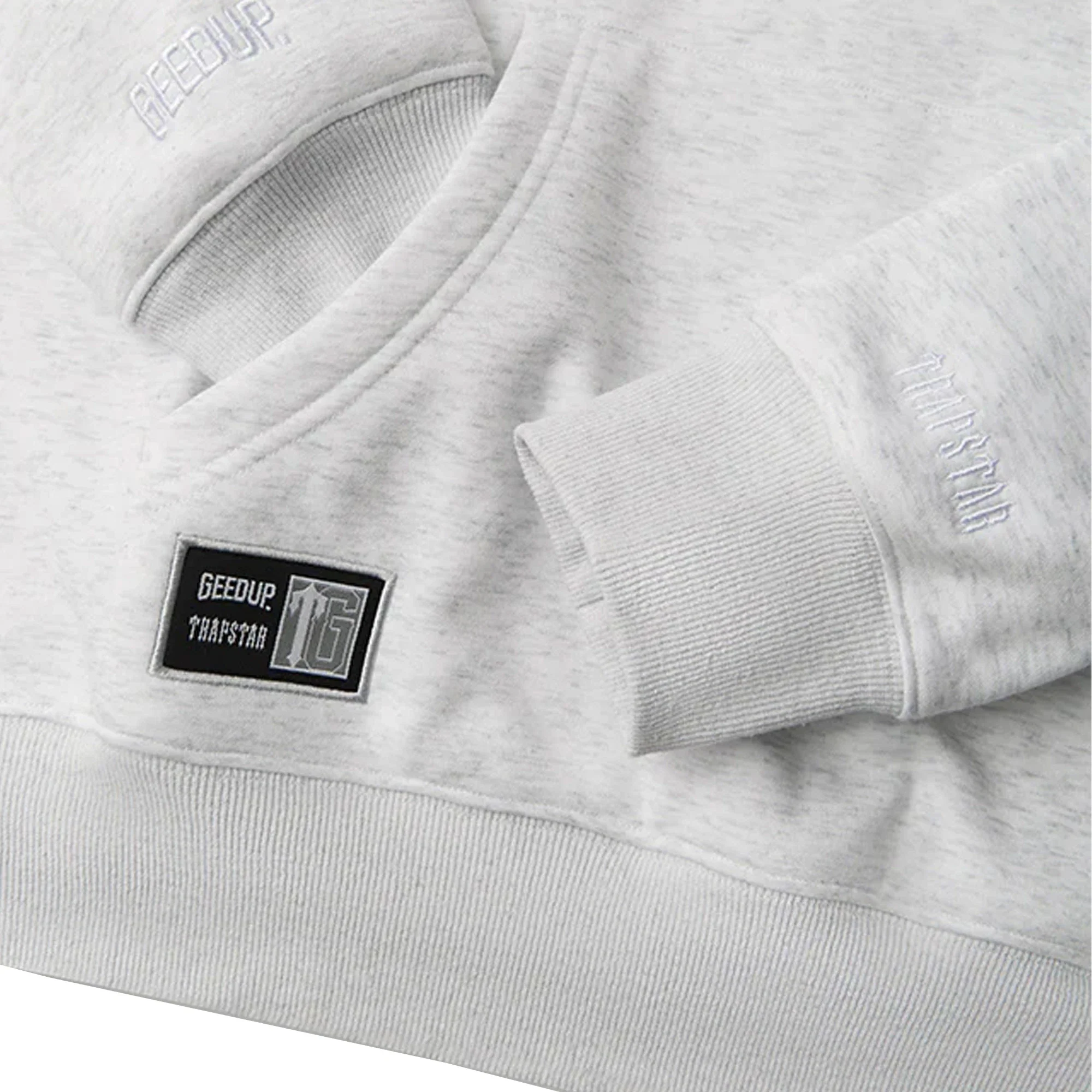 Geedup x Trapstar Team Logo x Irongate T Hoodie 'White Marle / Grey' (2025) - Image 3
