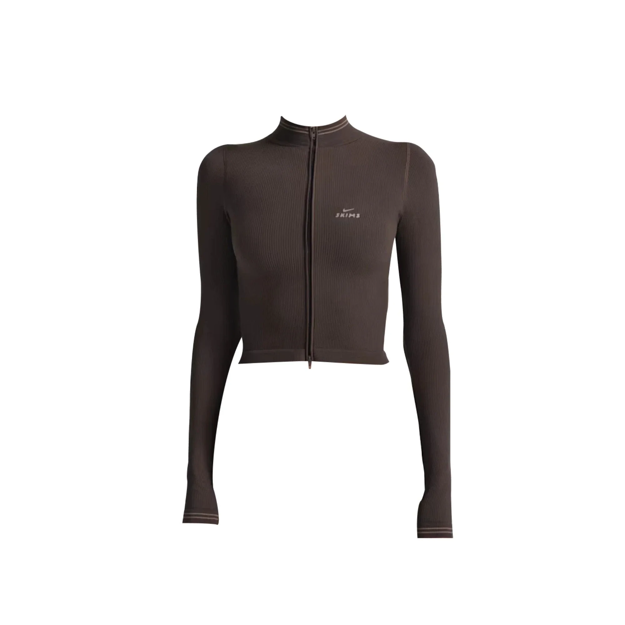 Nike Skims Ribbed Seamless Cropped Full-Zip Jacket 'Truffle'