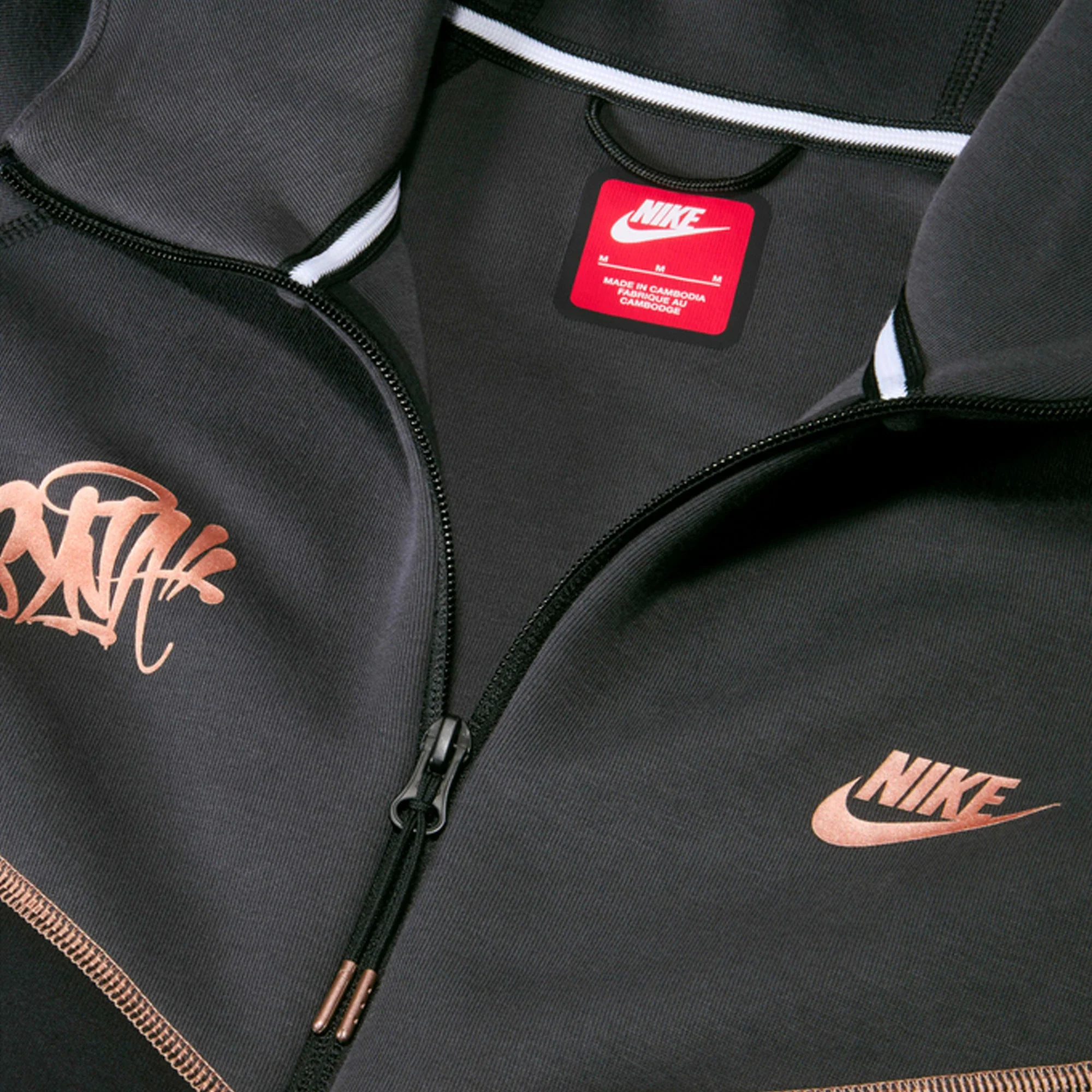 Nike Sportswear Tech Fleece x Central Cee Full Zip Hoodie 'Black / Metallic Red Bronze' (2024) - Image 3