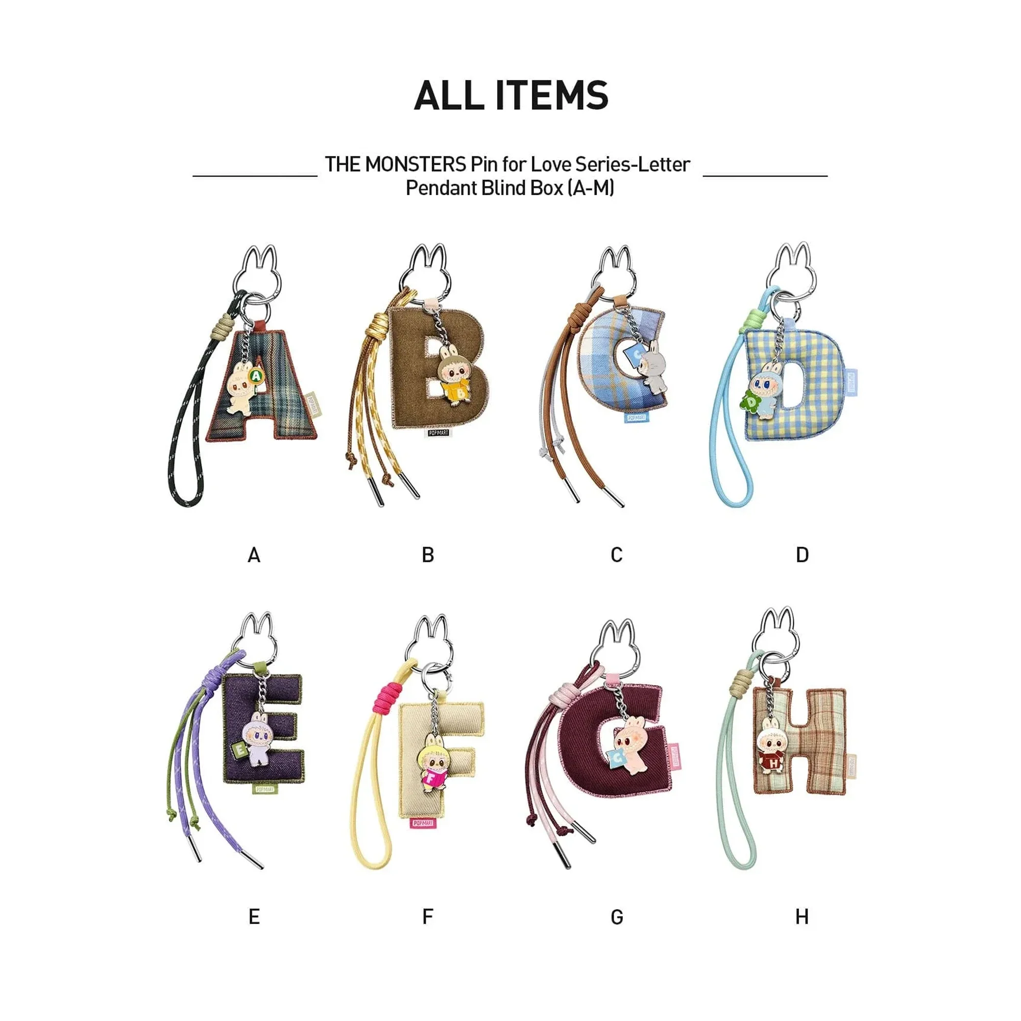 POP MART THE MONSTERS LABUBU Pin for Love Series Letter Pendant (A-M) (Single Blind Box) - Image 2
