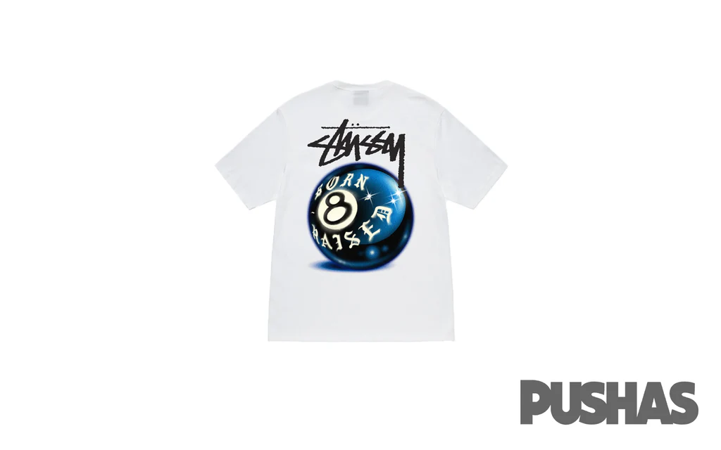 Stussy x Born X Raised 8 Ball T-Shirt 'White' - Image 2
