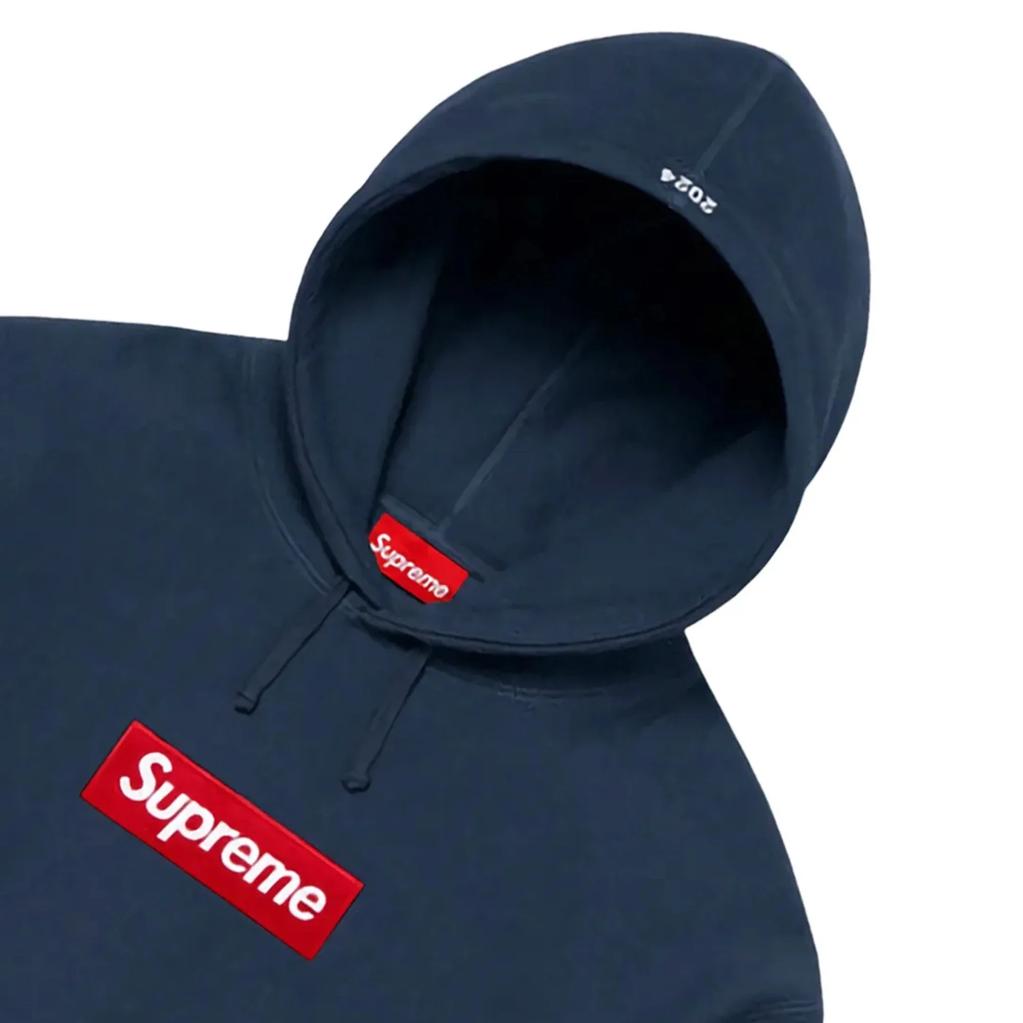 Supreme Box Logo Hooded Sweatshirt 'Navy' (2024) - Image 2