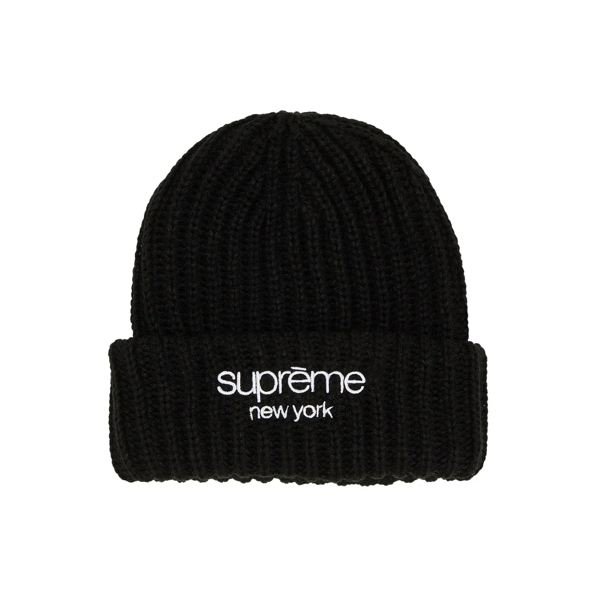 Supreme Classic Logo Chunky Ribbed Beanie 'Black' (2024)